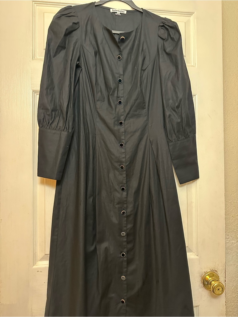 Reformation Black Button-Front Maxi Dress with Front Slit - Picture 5 of 7